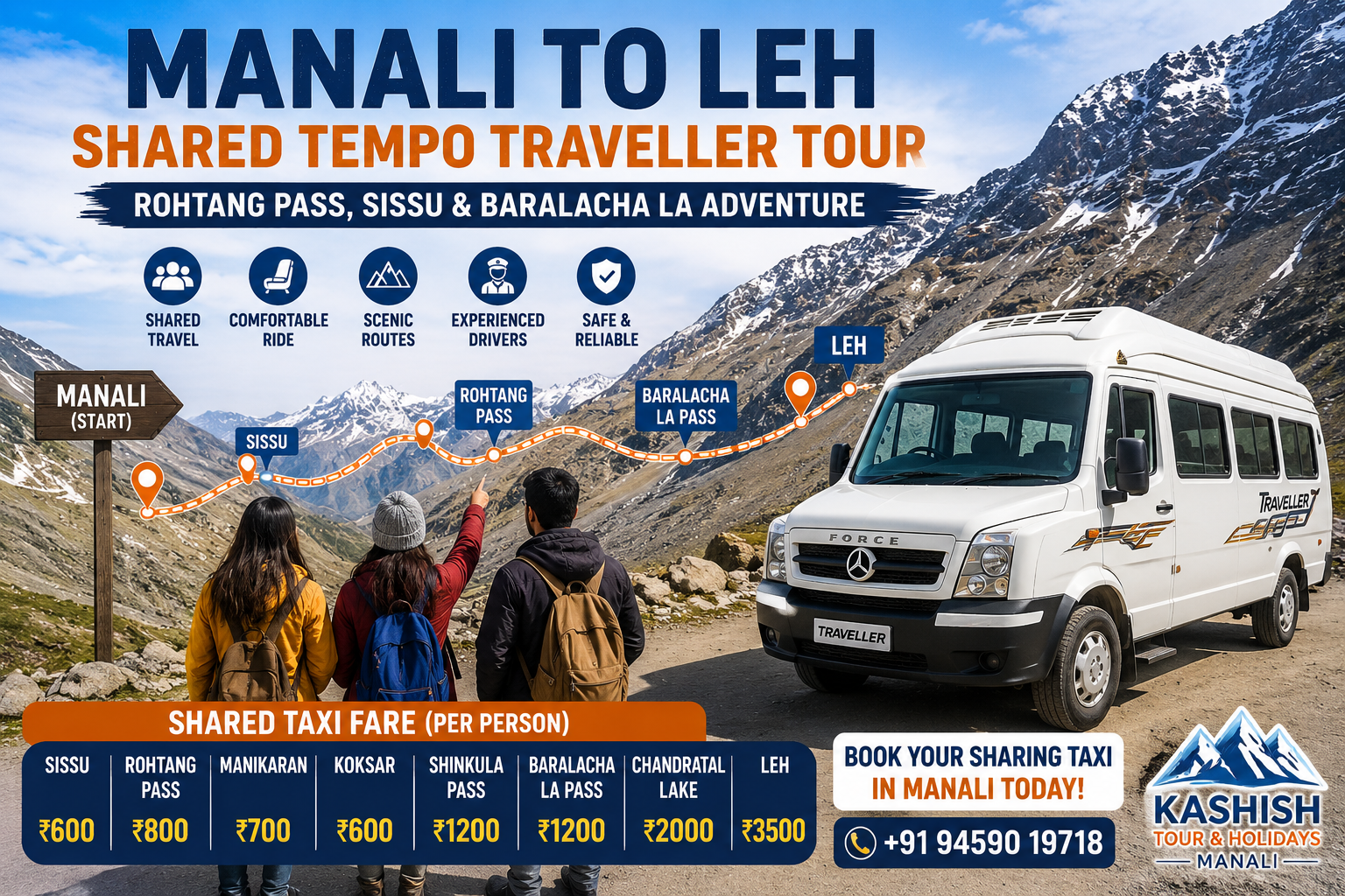 Manali to Leh Shared Tempo Traveller Tour: Rohtang Pass, Sissu & Baralacha La Adventure